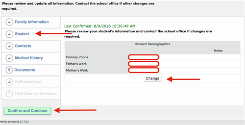 Student Info Tab 