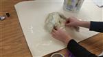 Students using paper mache 